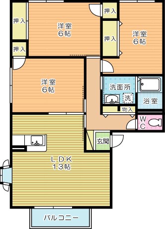 ソルジェンテ南方　Ｂ棟 201号室 間取り