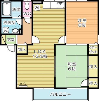 ＪＡＳＴＳ　ＳＯＬＥＩＬ　Ｆ棟 202号室 間取り