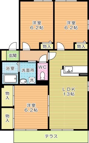 オーボアパティールⅡ　Ｂ棟 201号室 間取り