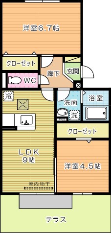 グレイスイナミツⅡ 102号室 間取り