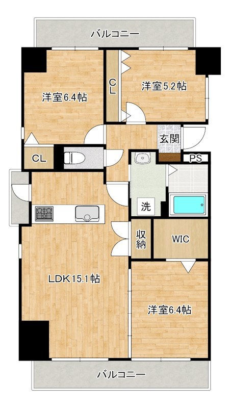 THE　SQUARE・Suite　Residence（ザ・スクエアスイートレジデンス） 408号室 間取り