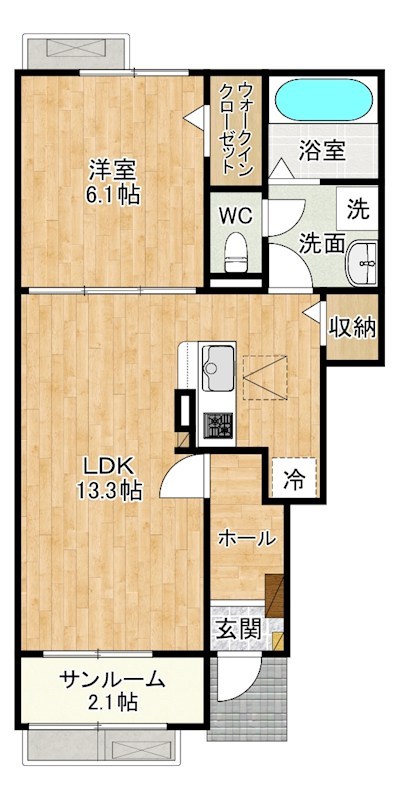 パークサイド小倉東Ⅰ 102号室 間取り