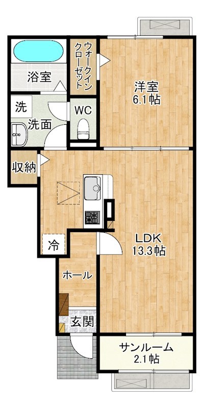 パークサイド小倉東Ⅰ 103号室 間取り