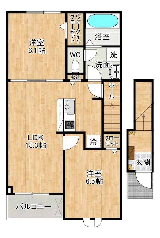 パークサイド小倉東Ⅰ 202号室 間取り