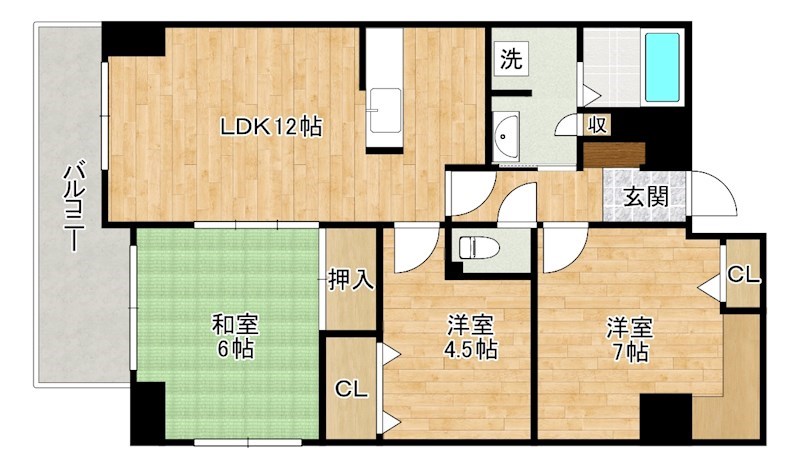 グリーンピア徳力Ⅱ 401号室 間取り