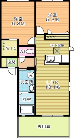 シティパル長行　Ａ棟  103号室 間取り