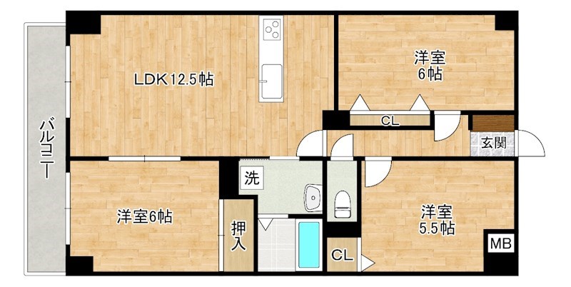 クレセール守恒 505号室 間取り