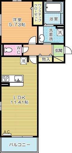ラウンドシティ足原  103号室 間取り