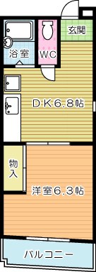 プリモレガーロ金鶏 208号室 間取り