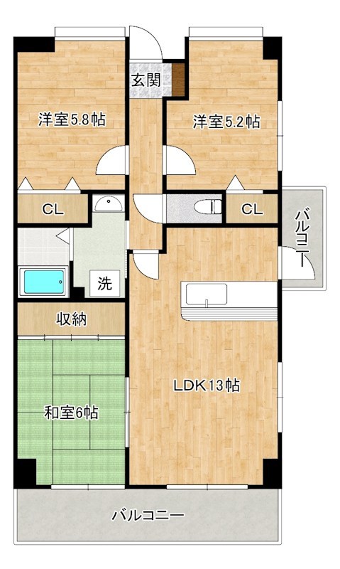 ヴィラ森田 301号室 間取り