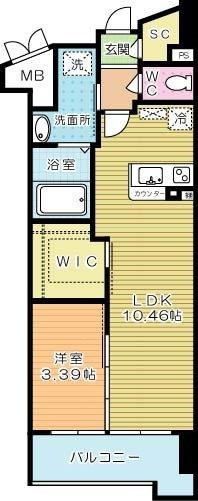 ウイングス西小倉 1002号室 間取り