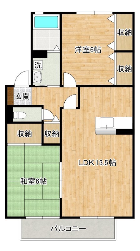 ベルデュール中曽根Ａ棟  202号室 間取り