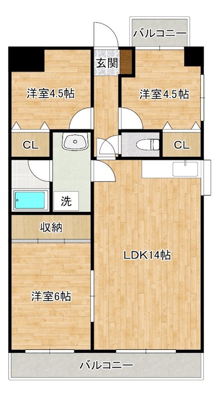 リアライズ到津  301号室 間取り