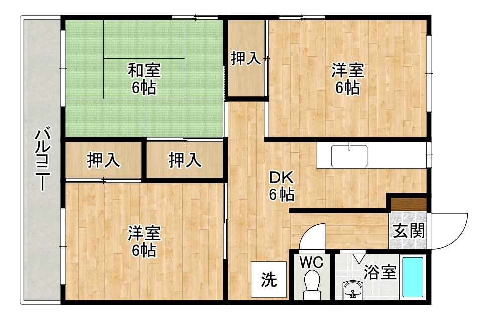オアシス下到津 402号室 間取り