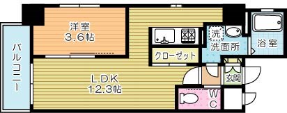 Ｅｒｄｅ三萩野（エルデ三萩野） 407号室 間取り