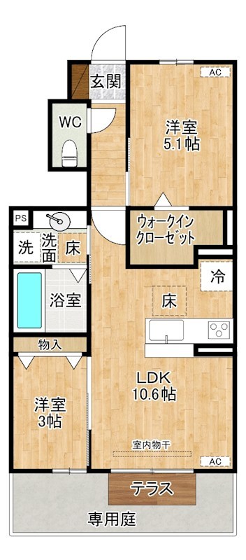 D-ROOM上葛原   102号室 間取り