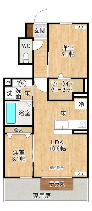 D-ROOM上葛原    106号室 間取り