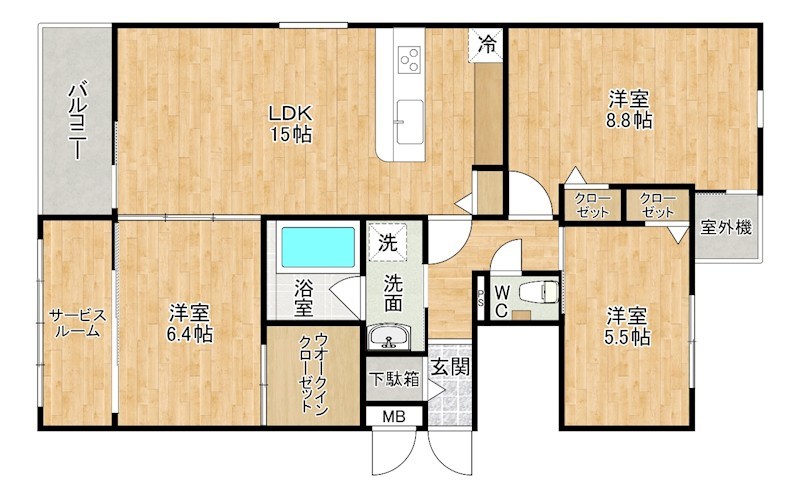アズワン青葉 101号室 間取り