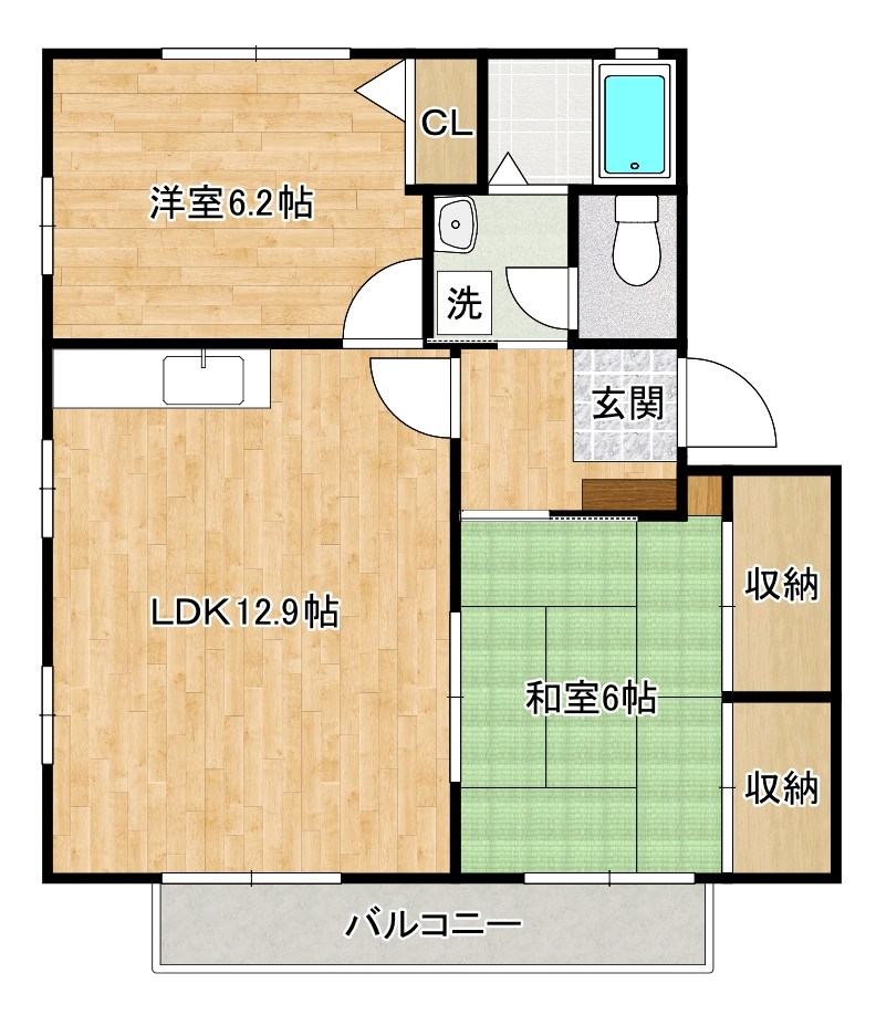 オーボアパティールⅡ　C棟 202号室 間取り