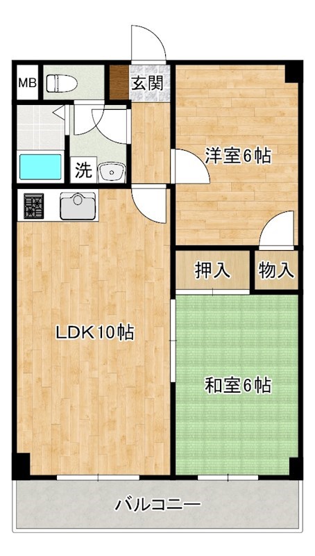 サンビレッヂ到津  401号室 間取り