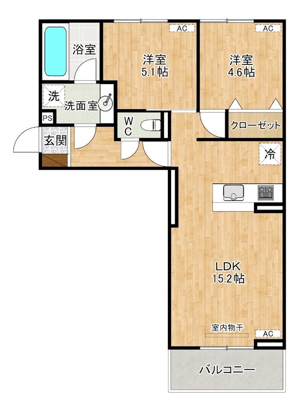 仮称）D-ROOM中原東 201号室 間取り