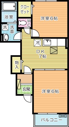 エール湯川Ａ   102号室 間取り