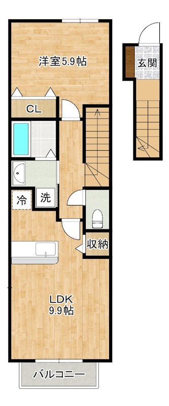 サンレミ葛原Ａ棟   203号室 間取り