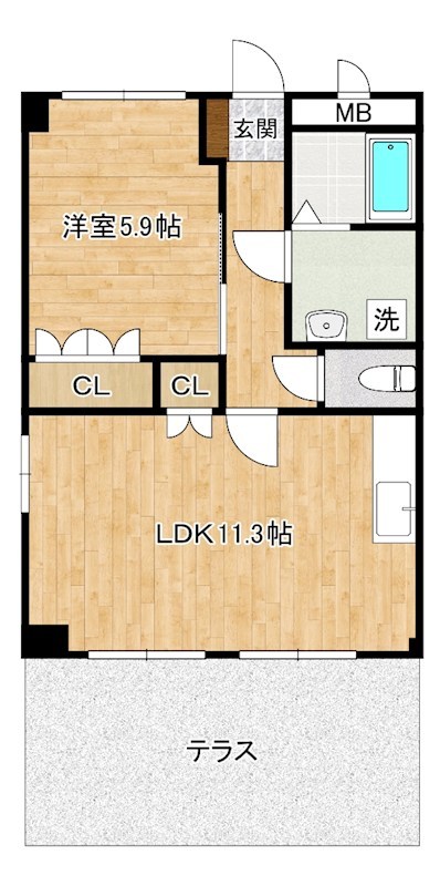 グランドソレーユ  103号室 間取り