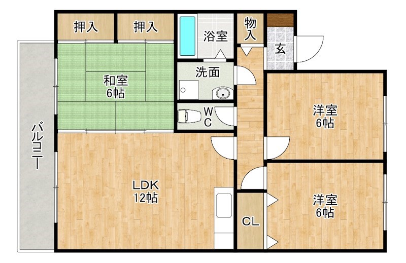 ニューセジュール緑ヶ丘　Ｄ棟  202号室 間取り