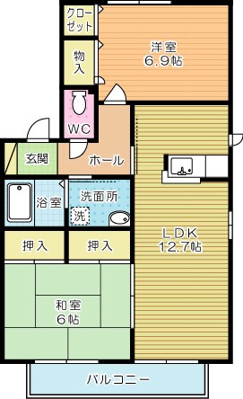 サンセールファミーユⅠ　Ａ棟 201号室 間取り