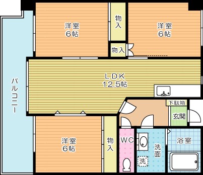 ハーベスト守恒 603号室 間取り