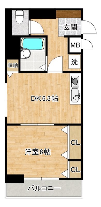 ライオンズマンション三萩野駅前   607号室 間取り