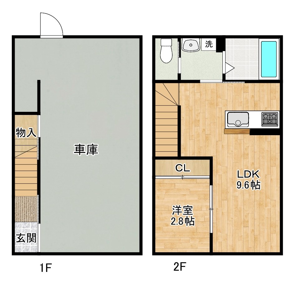 仮）ガレージアパート小倉南　A棟  6号室 間取り