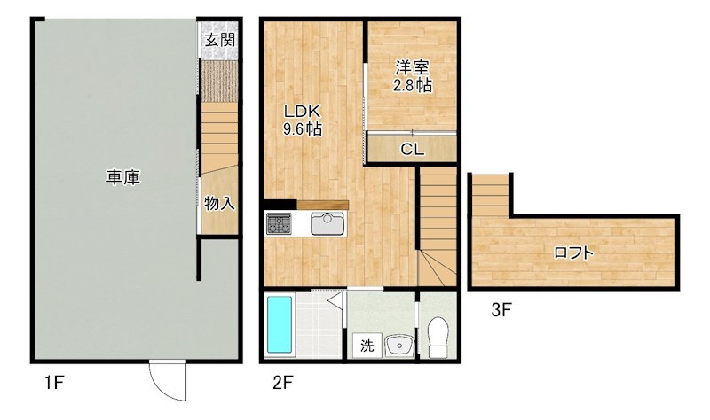 仮）ガレージアパート小倉南　B棟 6号室 間取り
