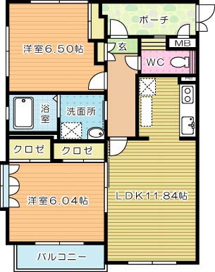 高峰ポロニア  401号室 間取り