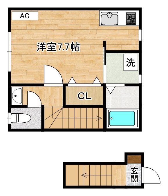 サムゴールド 202号室 間取り