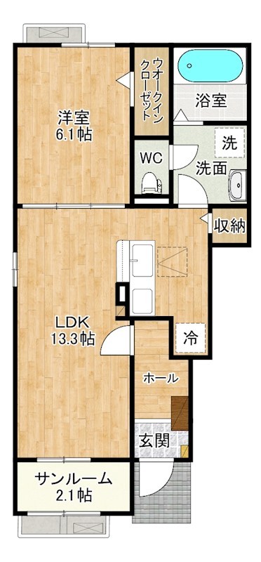 プランタンコートⅥ 101号室 間取り
