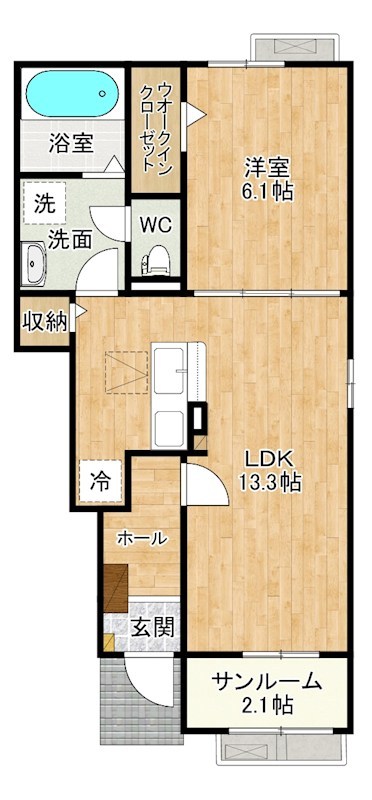 プランタンコートⅥ 105号室 間取り