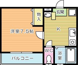 かでんハイツ 202号室 間取り