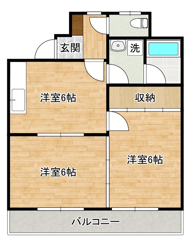 第二中央みささビル  603号室 間取り