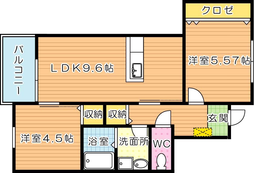 ソレイユひびきの 202号室 間取り