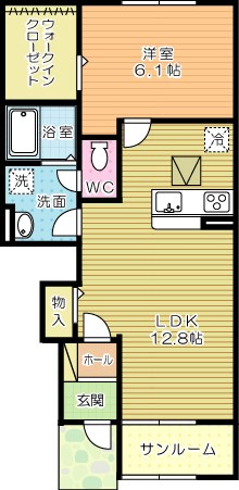 リヴァーサ・ヒル 102号室 間取り