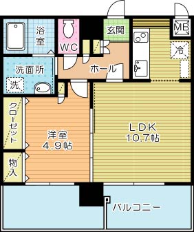 フェリシエ三萩野  908号室 間取り