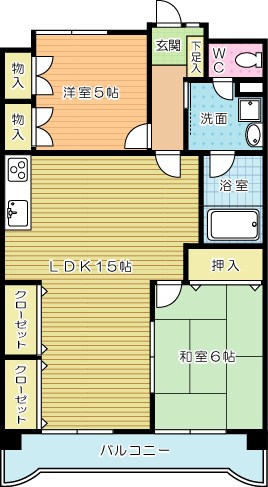 グランドハイツ村上  506号室 間取り