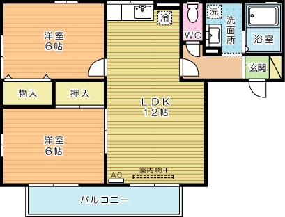 カメリア徳力 201号室 間取り