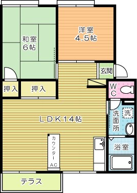 プレジール弥生が丘　Ａ棟 105号室 間取り