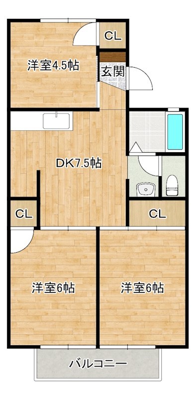 ボンセジュール企救丘　Ｂ棟 202号室 間取り