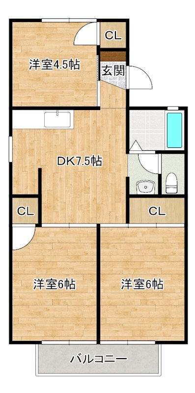 ボンセジュール企救丘　Ａ棟 202号室 間取り