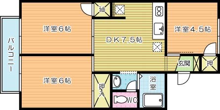 ボンセジュール企救丘　Ａ棟 202号室 間取り