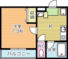 かでんハイツ 202号室 間取り